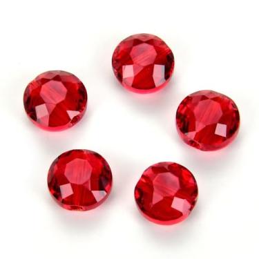 Imagem de 25 peças Adabele Austríaca 8 mm facetada redonda plana contas de cristal vermelho Sião compatível com Swarovski Preciosa 5052 SSMR805