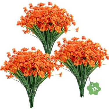 Imagem de Margaridas de seda resistentes a raios UV para outono, flores artificiais laranja para uso ao ar livre, plantas falsas para ambientes internos e jardins, caixas de janela de casamento, decoração de
