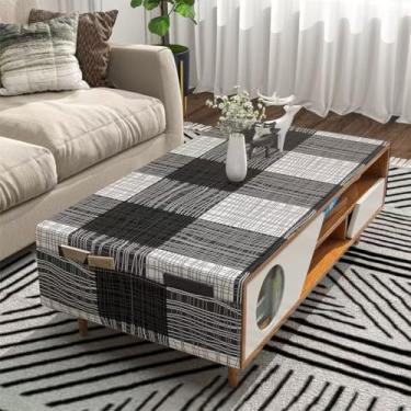 Imagem de Toalha de mesa de café retangular para sala de estar, toalha de mesa de café, xadrez, com bolsos, tecido lavável, toalha de mesa à prova d'água para cozinha, inauguração de casa, decoração de casa 71