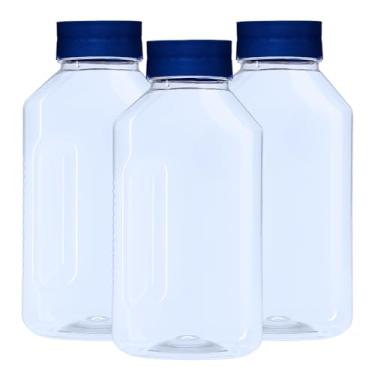 Imagem de Kit 3 Garrafa Geladeira Água Jarra Suco Tampa Com Efeito Cascata 1,5l Resistente Premium (Azul)