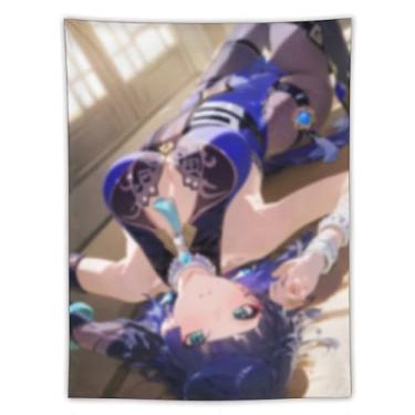 Imagem de LIEGBMEU Tapeçaria de biquíni sexy anime menina 152.4 cm x 203.2 cm interior exterior parede colcha arte decoração de tapeçaria caprichosa, AF247