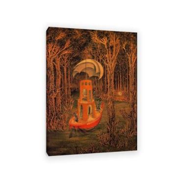 Imagem de Impressão em tela Remedios Varo arte de parede Encontre pinturas famosas em tela pôsteres de surrealismo Imagem para decoração de casa de quarto 100 x 70 cm (83,8 x 71,1 cm) Emoldurado