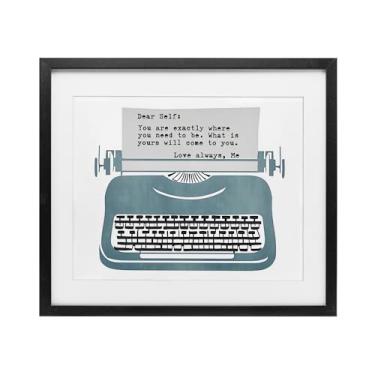 Imagem de Stupell Industries Impressão emoldurada inspirada em máquina de escrever para autoimpressão preta sob vidro por Annabelle Hall, 43 x 53 cm