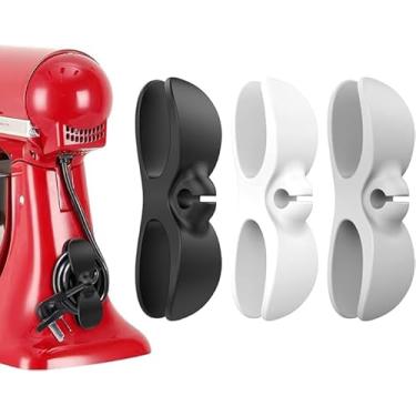 Imagem de Organizador de cabos para eletrodomésticos, organizador de cabos de cozinha atualizado, suporte para enrolador de cabos para eletrodomésticos, cafeteira, liquidificador (1 Branco 1 Cinza 1 Preto)