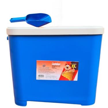 Imagem de Porta Ração 15 kg kit Para Armazenar Ração de Cachorro e Gato Furação Pet(KIT 1 AZUL)