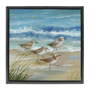 Imagem de Stupell Industries Sandpiper Gathering View Black Framed Floater Canvas Wall Art Design por Nan, 63 x 63 cm