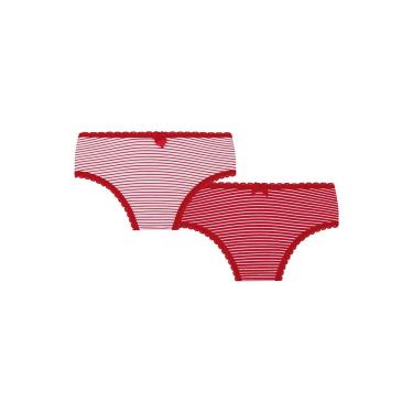 Imagem de Calcinha boyshort Lobinha Lingerie meninas, Branca Listra Vermelha/Vermelha Listra Branca - 0930, P