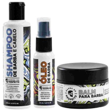 Imagem de Barba De Respeito Kit 4por1 Shampoo Óleo Balm Para Barba