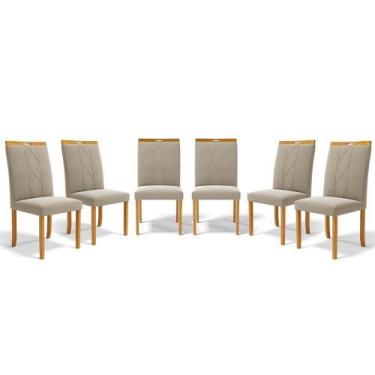 Imagem de Kit Com 6 Cadeiras Ana Madeira Maciça Estofadas Para Mesa De Jantar Ve