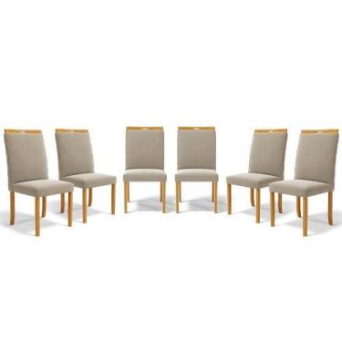 Imagem de Kit Com 6 Cadeiras Agnes Madeira Maciça Estofadas Para Mesa De Jantar 