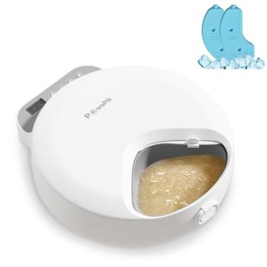 Imagem de PawsPik Alimentador automático inteligente para animais de estimação 4 refeições – temporizador programável para alimentos úmidos e secos, sem fio, com bolsas de gelo – alimentador para cães e gatos