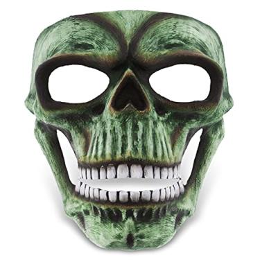 Imagem de Attitude Studio Green Skeleton Mask - Costume Skull Mask for Men and Women, Steampunk Inspired Full Face Mask Costume Accessory, Perfect for Halloween, Parties, Conventions, and Horror-Themed Events