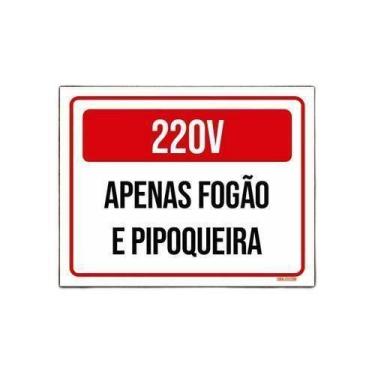 Imagem de Kit 5 Placas Sinalização 220X Apenas Fogão Pipoqueira - Sinalizo