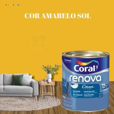 Imagem de Tinta Parede Amarelo Acrílica Fosca Renova 800ml - Coral, AMARELO SOL