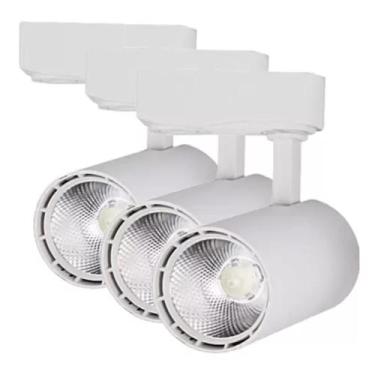 Imagem de Kit 3 Luminária Branca Trilho Spot Led 10W 3500K Branco Quente - AAAto