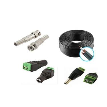 Imagem de Kit instalação 6 camera de segurança cabo cftv e conectores - new line