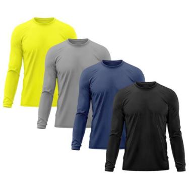 Imagem de Kit 4 Camisetas Masculina Térmica Proteção Solar UV  50/ Academia Tshi