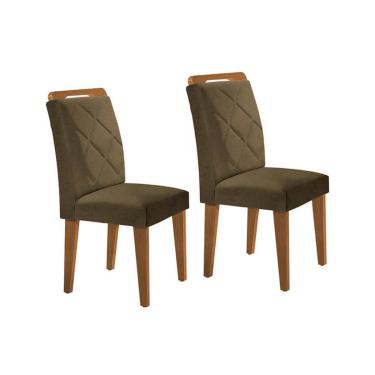 Imagem de Kit 2 Cadeiras de Cozinha Melissa 2 Un Madeira Capuccino/Suede Capuccino - Rufato