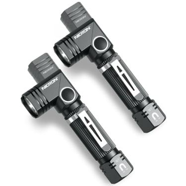 Imagem de NICRON Lanterna, lanterna tática N7 600 lúmens, pacote com 2, mini lanterna LED IP65 de 90 graus à prova d'água 4 modos - os melhores lúmens altos são para acampamento, ao ar livre, caminhadas (não