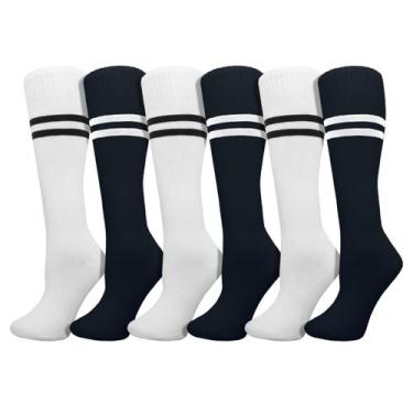 Imagem de Meias de futebol Winterlace Winterlace Kids 6 pares pretas e brancas