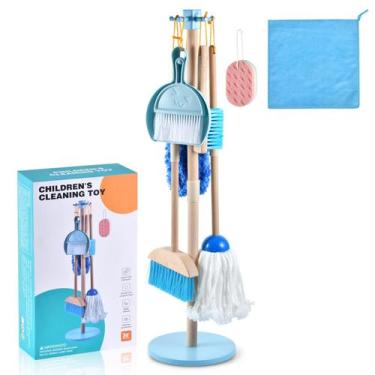 Imagem de Conjunto de limpeza WHOHOLL Wooden Toddler Blue 3+ Years com suporte