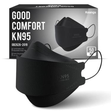 Imagem de Máscaras faciais Keangs KN95, pacote com 50, macias e confortáveis, pr