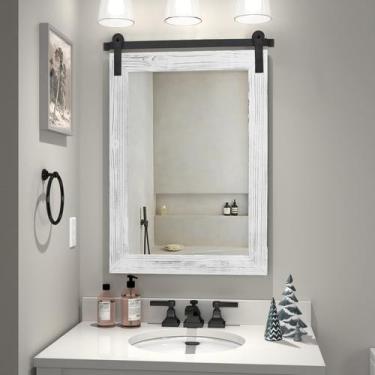 Imagem de Espelho COGOOD Farmhouse Rustic Wood 76x53cm Entrada de parede branca