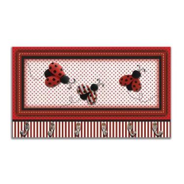 Imagem de Cabideiro De Parede Porta Colar Chaves Cintos Toalhas Joaninha - FORMA