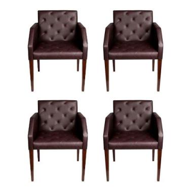 Imagem de Kit 4 Poltronas Nina Costura Capitonê - disponível cor Marrom - Cor: M