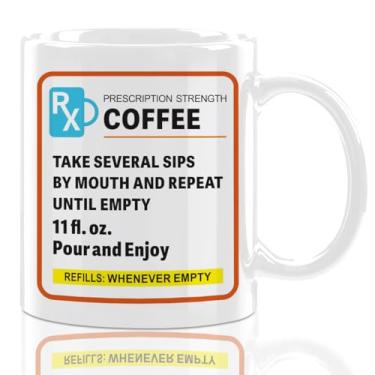 Imagem de Caneca de café de cerâmica de 325 ml, caneca de café engraçada com prescrição, presentes exclusivos de farmácia, presentes de mordaça para médicos, amigos, copo de viagem seguro para micro-ondas e