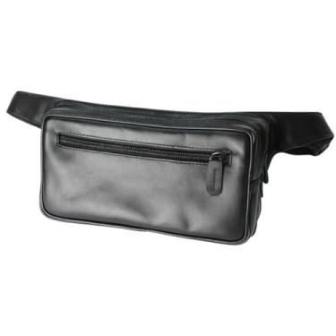 Imagem de Pochete Masculina Grande de Couro Bovino – Premium, Resistente e Versátil, Estilo Casual Elegante com Toque Militar, Ideal para Trabalho e Passeios 03 (Preto)