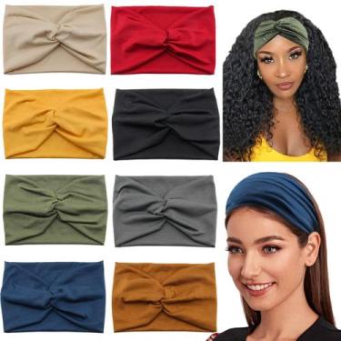 Imagem de Bandanas Carede Wide Twist Boho Turbante para mulheres (pacote com 8)