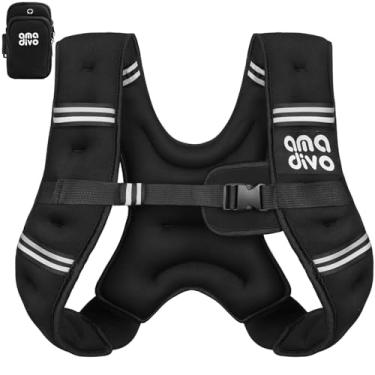 Imagem de AMA DIVO Colete pesado para mulheres e homens, 3,6 kg/5,4 kg/7,3 kg/9,1 kg, colete de peso ajustável com faixa refletiva para corrida, ciclismo, treino, corrida, caminhada, fitness