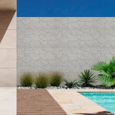 Imagem de Revestimento de Parede Pedra Leve Decorativa Moledo 120cm X 60cm 3cm Espessura Formaco Decor Cinza Claro