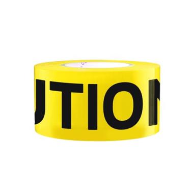 Imagem de TopSoon Cution Rolo de fita com 7,6 cm de largura x 300 metros de comprimento, fita de barreira amarela brilhante, fita de construção para festa de Halloween
