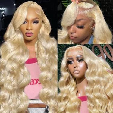 Imagem de Peruca SEMANK 613 Blonde Human Hair Body Wave 28" 200% de densidade