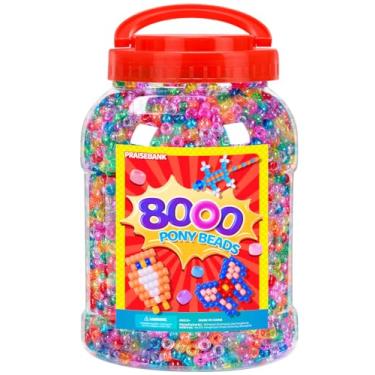 Imagem de Praisebank Contas de pônei, 8000 peças, 6 x 9 mm, contas por atacado, pulseiras para fabricação de joias, artes e artesanato (glitter)