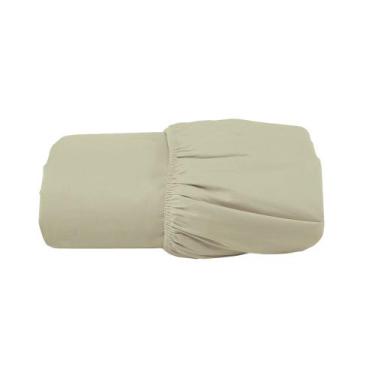 Imagem de Lençol King Avulso Com Elástico 400 Fios 100% Algodão Acetinado Cáqui 