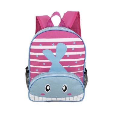 Imagem de Mochila Escolar Infantil Baleia 12L Unissex com Bolsos Grandes Resiste