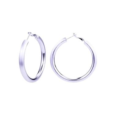 Imagem de ANGLEQUEEN Brincos de argola de ouro para mulheres, brincos grossos de cobre, grosso, redondo, brinco vazado, joia moderna, presente 30/40/50 mm, Large, Cobre, Sem pedra preciosa