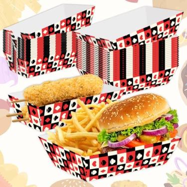 Imagem de Conjunto de 50 peças de suprimentos de festa, pratos de papel e bandejas de cachorro-quente com tema de cassino