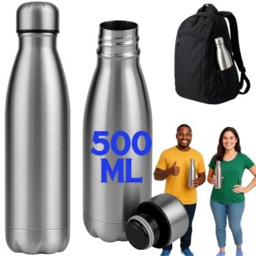 Imagem de Garrafa Térmica 500ml Inox Parede Dupla Mantém Bebida Gelada 24h ou Quente 12h Portátil para Academia Escritório Viagem Tampa Vedada Leve e Resistente