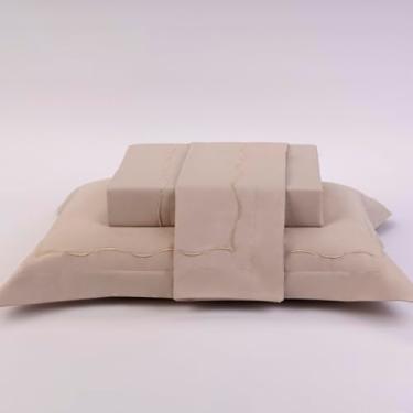 Imagem de Plumasul Jogo de Cama Natu Pietá 100% Algodão Cetim 300 Fios Queen 4 peças Cor Fendi Festone Nude