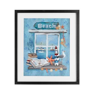 Imagem de Stupell Industries Beachy Coastal Window Sill Black Framed Print Under Glass, design by Emma Leach, 21 x 17