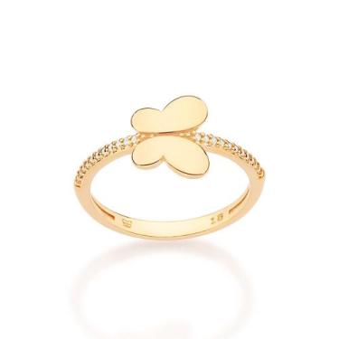 Imagem de Anel skinny borboleta banhado a ouro 513589 - Rommanel, 24, Dourado