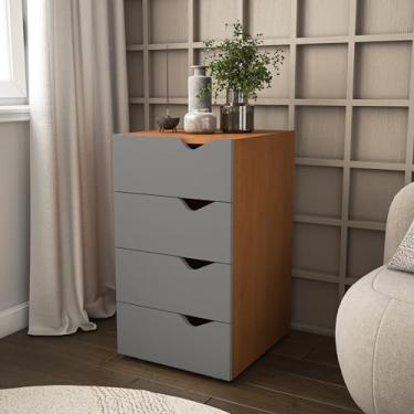 Imagem de Gaveteiro 4 Gavetas Freijó/cinza Porto Politorno Móveis