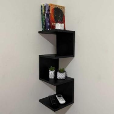 Imagem de Prateleira de Canto Decorativa - Design Inteligente para Organização e Otimização de Espaços (Preto)