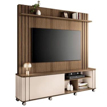 Imagem de Home Painel Theater Trinus Sala Tv até 70" Pol com Rodizios Castanho/off White