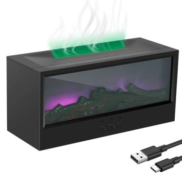 Imagem de Umidificador de efeito de chama, difusor de óleo essencial, difusor de aroma, difusor de óleo essencial Fireside, umidificador ultrassônico de chama de 150 ml para escritório em casa