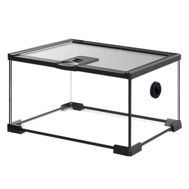 Imagem de Craftsboys Vivário de terrário de répteis de vidro, cobertura superior de malha, visão completa visualmente para lagartos, sapos com chifres, cobras, aranhas (C 10 Gal (50,8 x 30,5 x 24,9 cm))